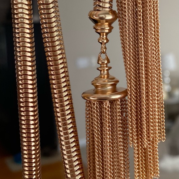 Kendra Scott McKayla necklace rose gold snake chain with tassels. - Picture 3 of 4